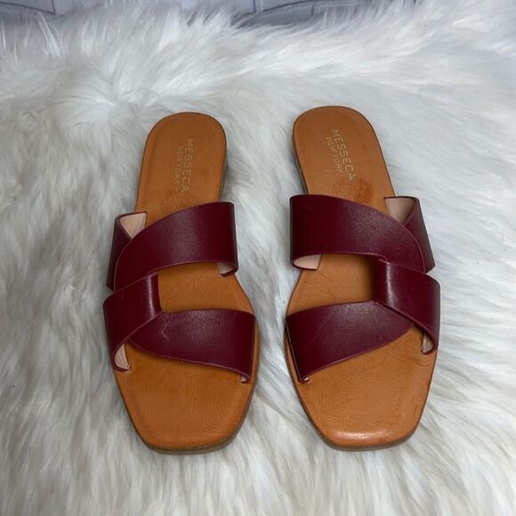 Messeca New York Tyla Brown Leather Slides… - Picture 2 of 6